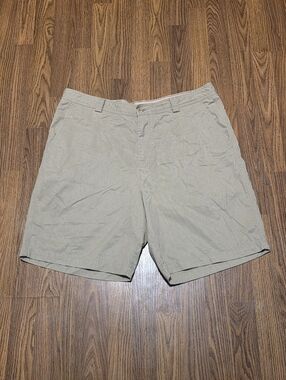 Tommy Bahama Mens Chino Shorts 38 Khaki Tan Flat Front Casual Button Fly Summer